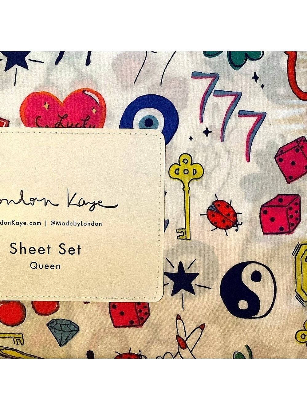 London Kaye Lucky Girl 4 Piece Queen Sheet Set New - Picture 2 of 4